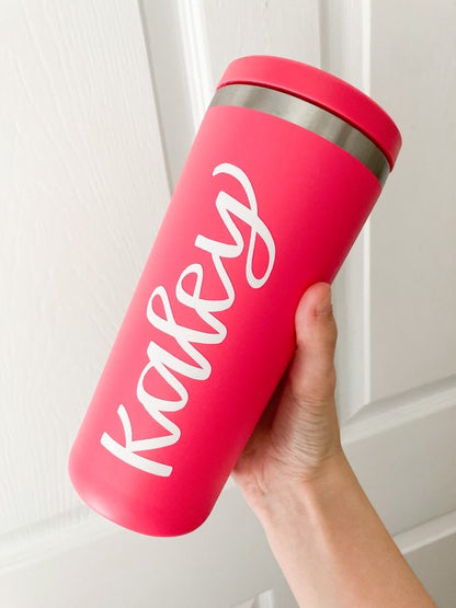 custom name vinyl sticker hand lettered water bottle laptop sticker