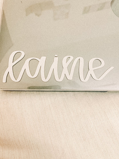 custom name vinyl sticker hand lettered water bottle laptop sticker