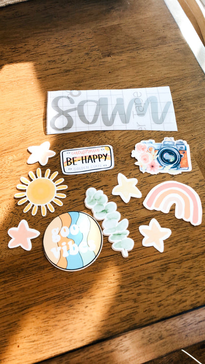 custom name vinyl sticker hand lettered water bottle laptop sticker