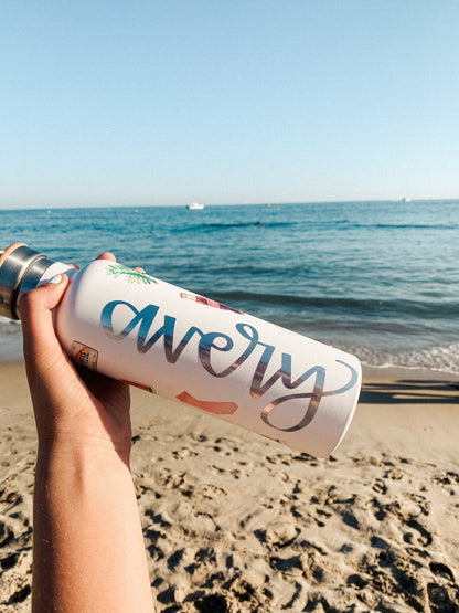 custom name vinyl sticker hand lettered water bottle laptop sticker