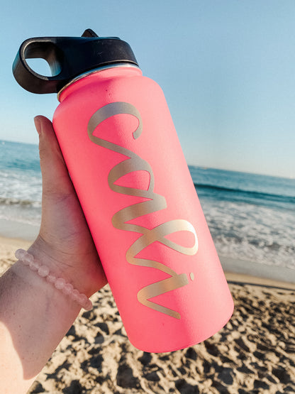 custom name vinyl sticker hand lettered water bottle laptop sticker