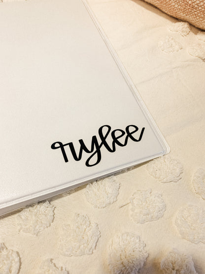 custom name vinyl sticker hand lettered water bottle laptop sticker